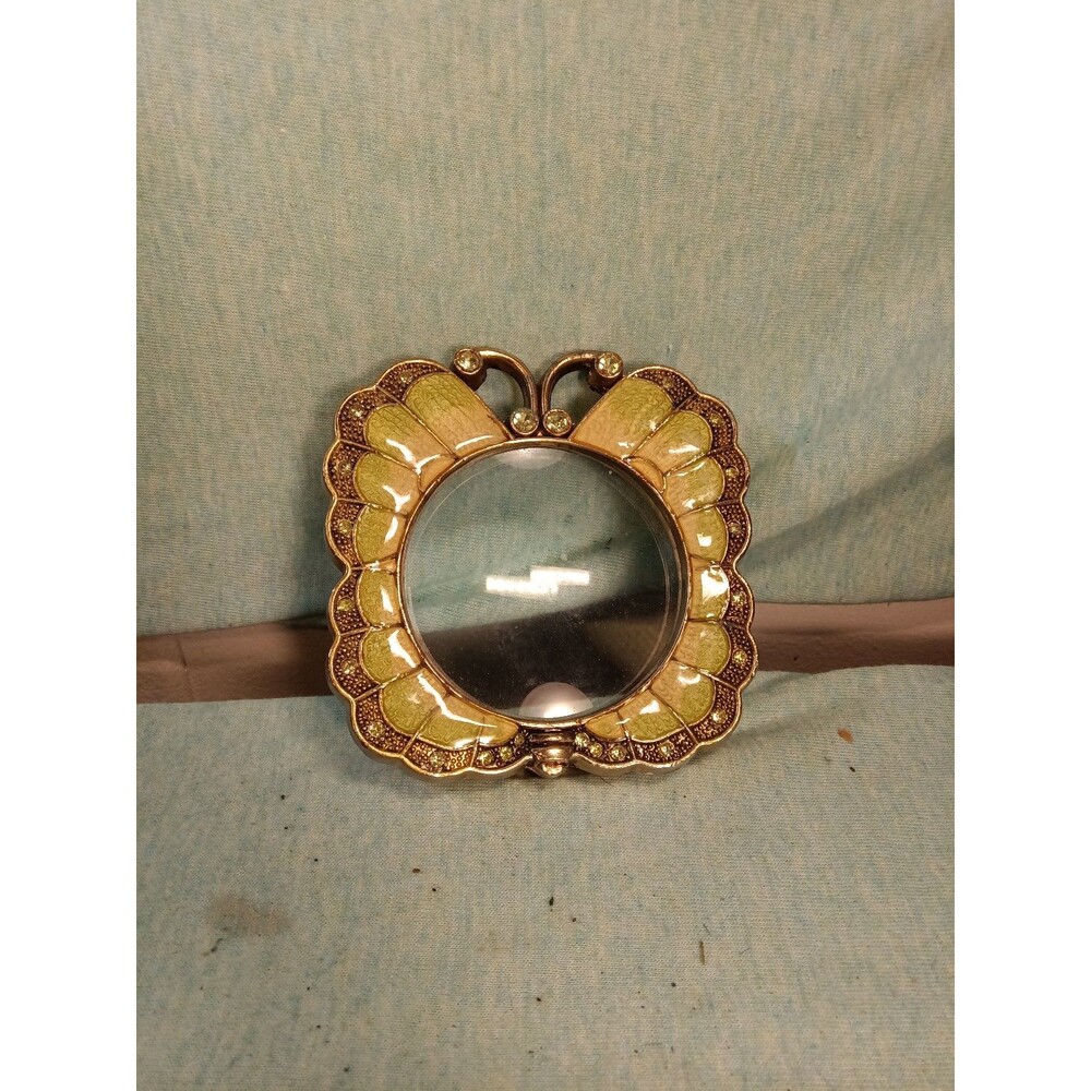 Vintage Enameled Crystal Rhinestone Butterfly Desk Reader Magnifying Glass.